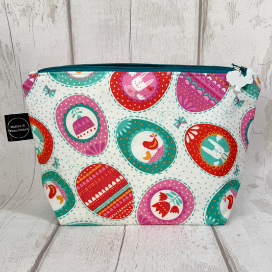 Spring Bunny Fun Zipped Project Bag - Small/Sock Size