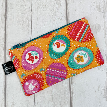 Spring Bunny Orange Bag Set - Small Project Bag & Notions Pouch Set