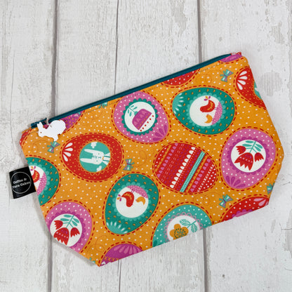 Spring Bunny Orange Bag Set - Small Project Bag & Notions Pouch Set