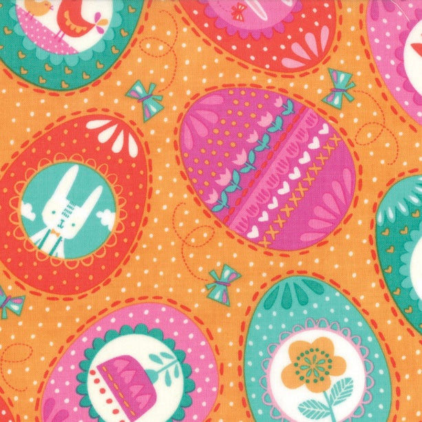 Spring Bunny Orange Bag Set - Small Project Bag & Notions Pouch Set