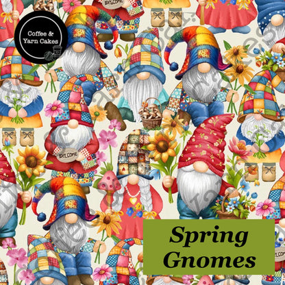 Spring Gnomes Zipped Fabric Pyramid Notions Pouch