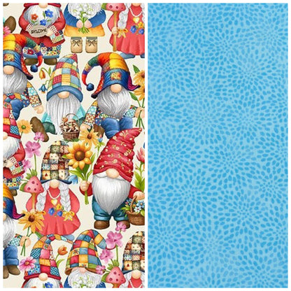 Spring Gnomes Zipped Fabric Pyramid Notions Pouch