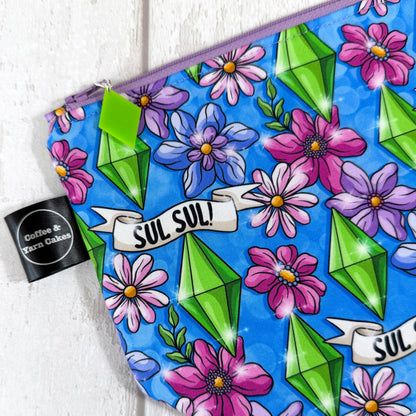 Sul Sul! Floral Zipped Project Bag - Small/Sock Size