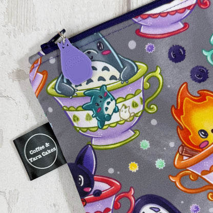 Teacup Friends Zipped Project Bag - Small/Sock Size