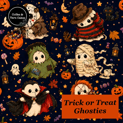 Trick Or Treat Ghosties Zipped Project Bag - Large Size