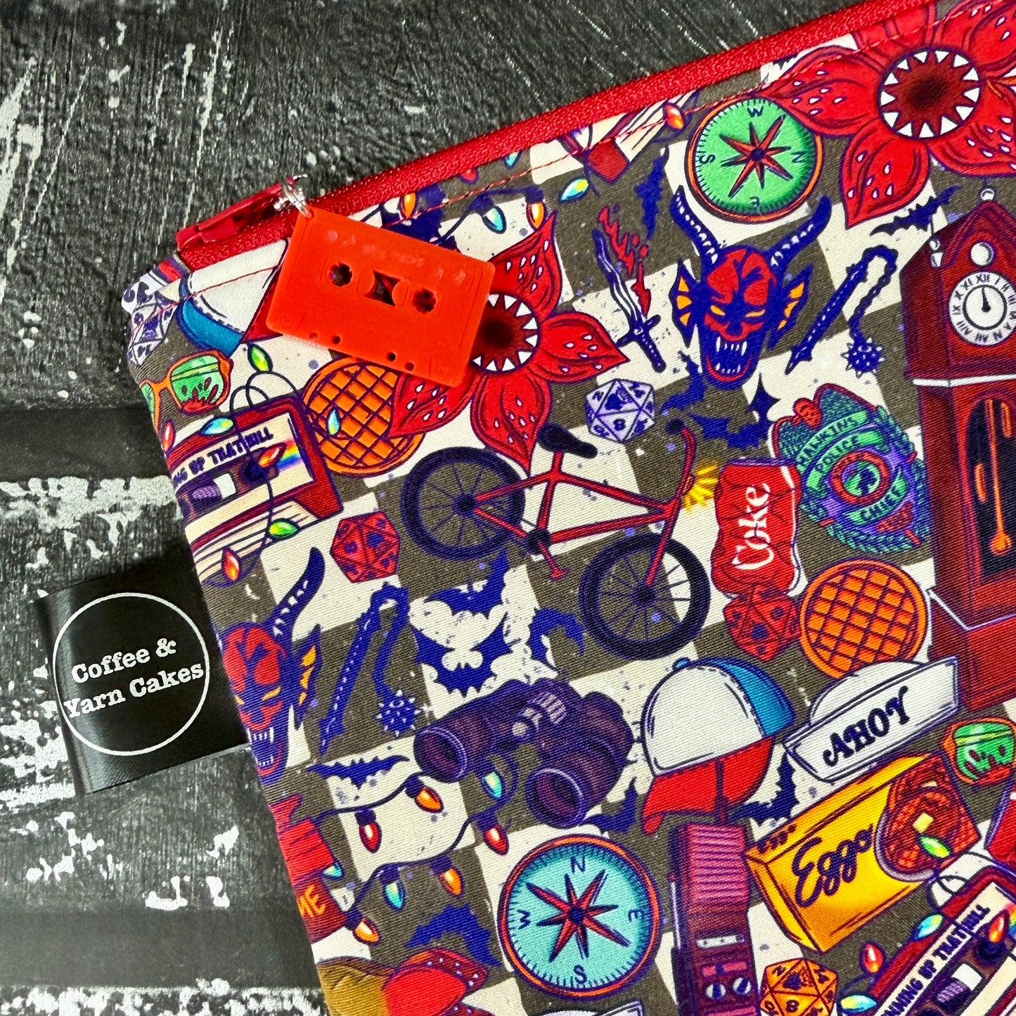 Welcome To Hawkins Checkerboard Zipped Project Bag - Small/Sock Size