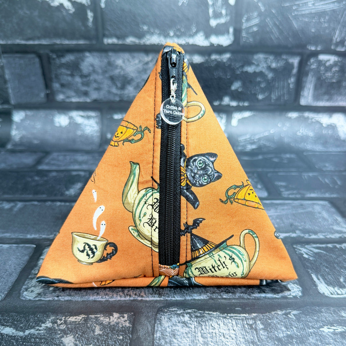 Witches Brew Zipped Fabric Pyramid Notions Pouch