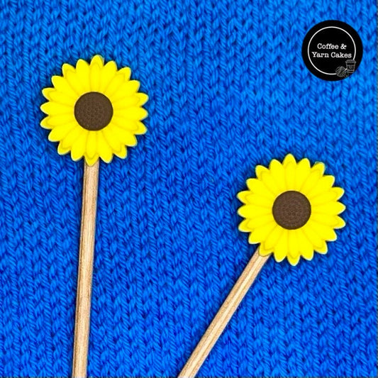 Fröhliche Maschenstopper mit Sonnenblumenmotiv, 1 Paar
