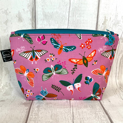 Beautiful Butterflies Zipped Project Bag - Small/Sock Size