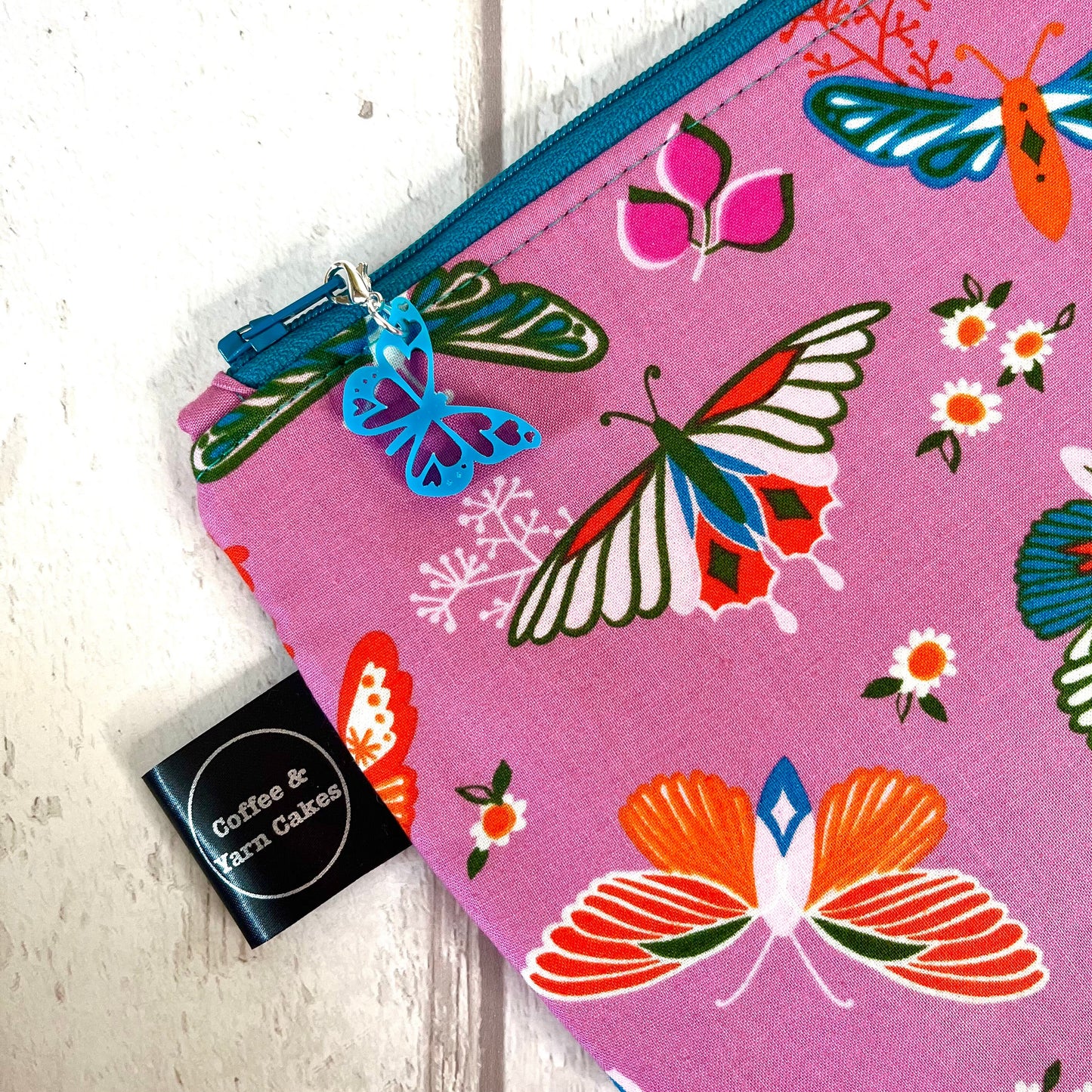 Beautiful Butterflies Zipped Project Bag - Small/Sock Size