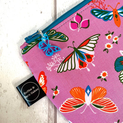 Beautiful Butterflies Zipped Project Bag - Small/Sock Size